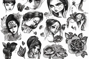 girl sad with ghost tattoo idea