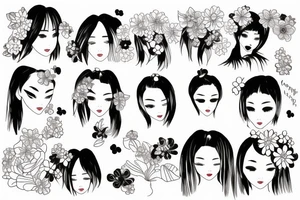 girl Japan style with flower tattoo idea