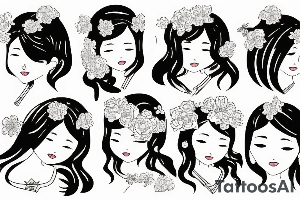 girl Japan style with flower tattoo idea