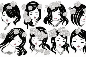 girl Japan style with flower tattoo idea