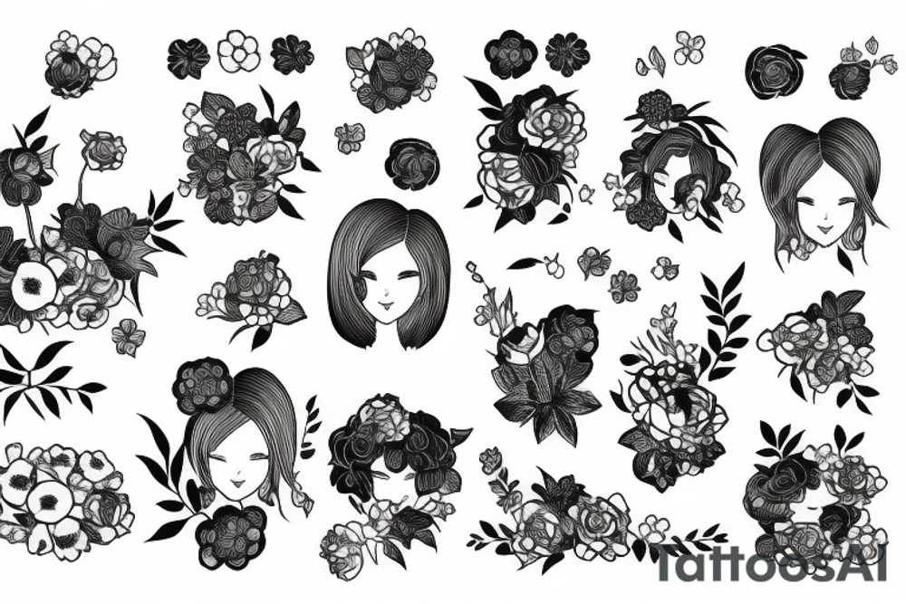 girl Japan style with flower tattoo idea