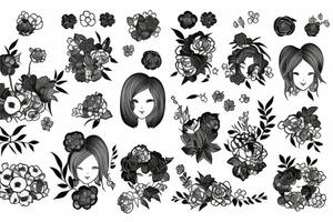 girl Japan style with flower tattoo idea