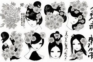 Japanese girl with flower imperial tattoo idea