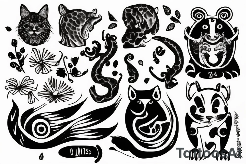 oneline animals tattoo idea