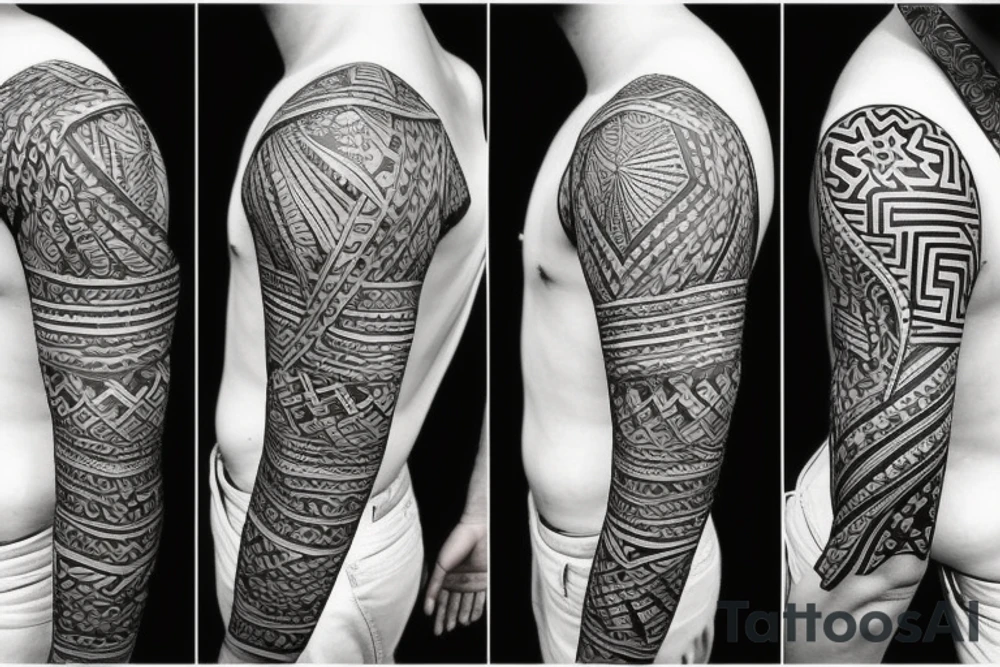 Tribals with flowers tattoo idea