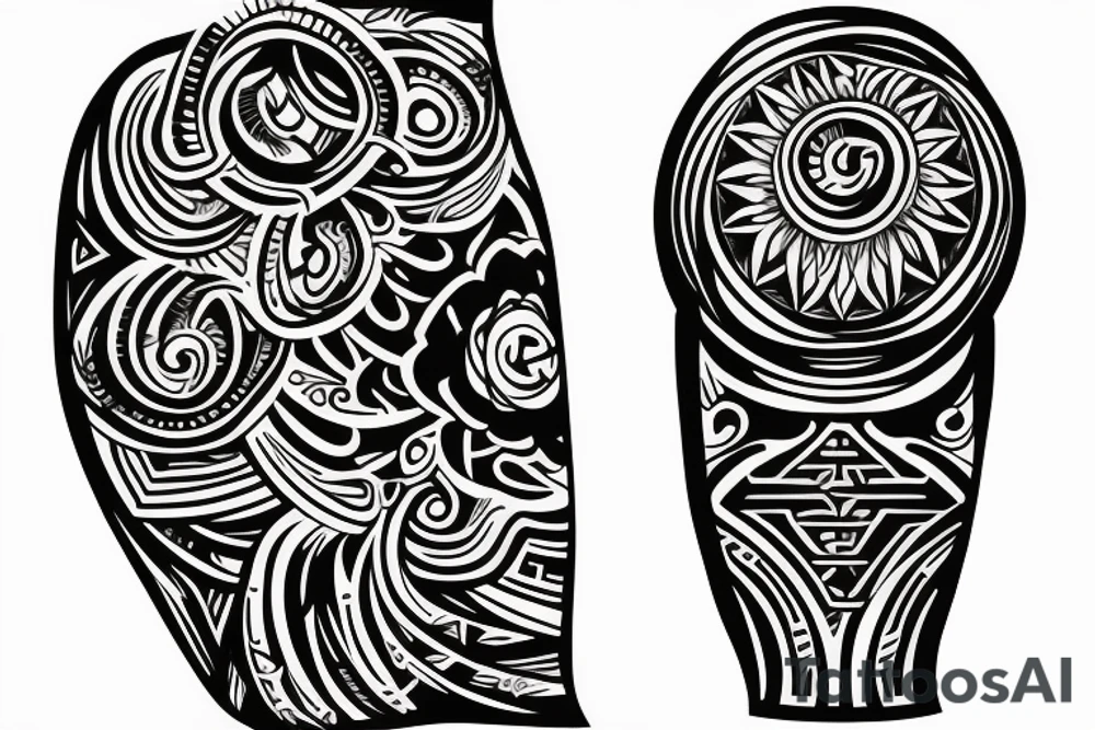 Tribals with flowers tattoo idea