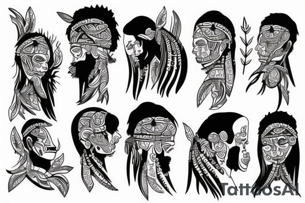 Tribals with flowers tattoo idea