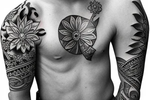 Tribals with flowers tattoo idea