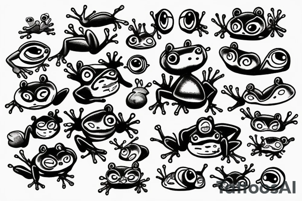 i need a design for small frogs with big eyes tattoo idea