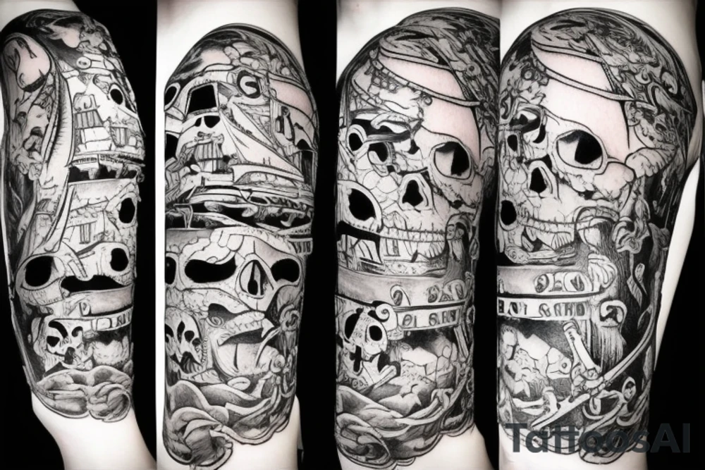 a big pirate ship tattoo idea