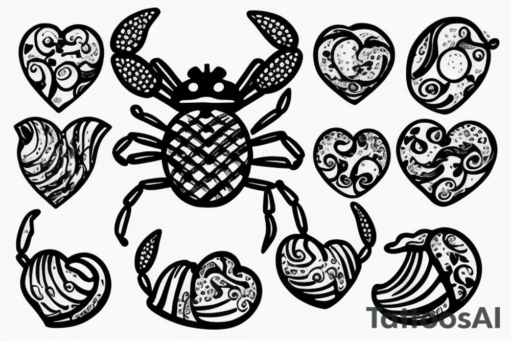 a crab with a shell in the shape of a heart tattoo idea