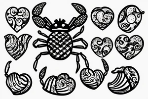 a crab with a shell in the shape of a heart tattoo idea