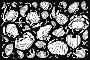 a crab with a shell in the shape of a heart tattoo idea