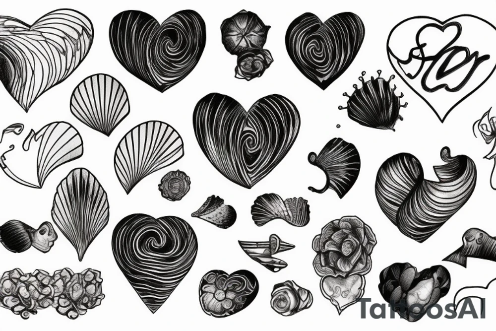 shell heart tattoo idea