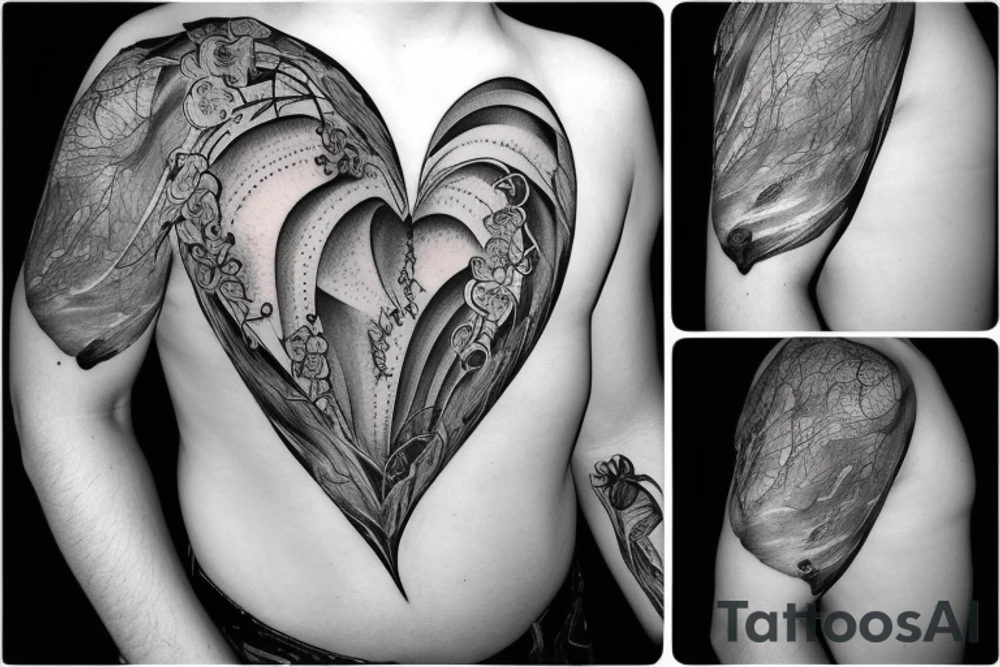 anatomical heart with shell on the bottom tattoo idea