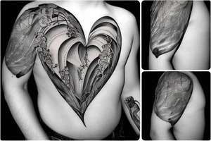 anatomical heart with shell on the bottom tattoo idea
