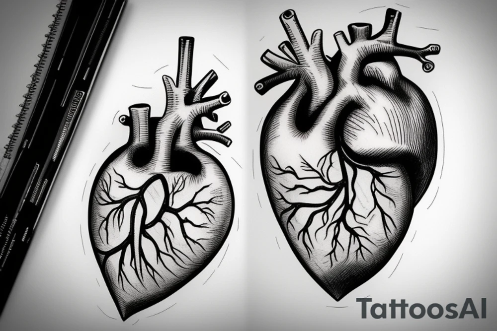 anatomical heart tattoo idea