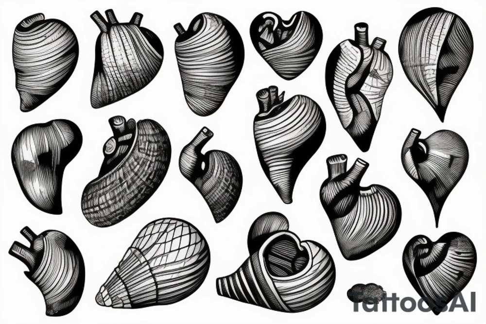 anatomical heart with a shell tattoo idea