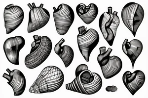 anatomical heart with a shell tattoo idea