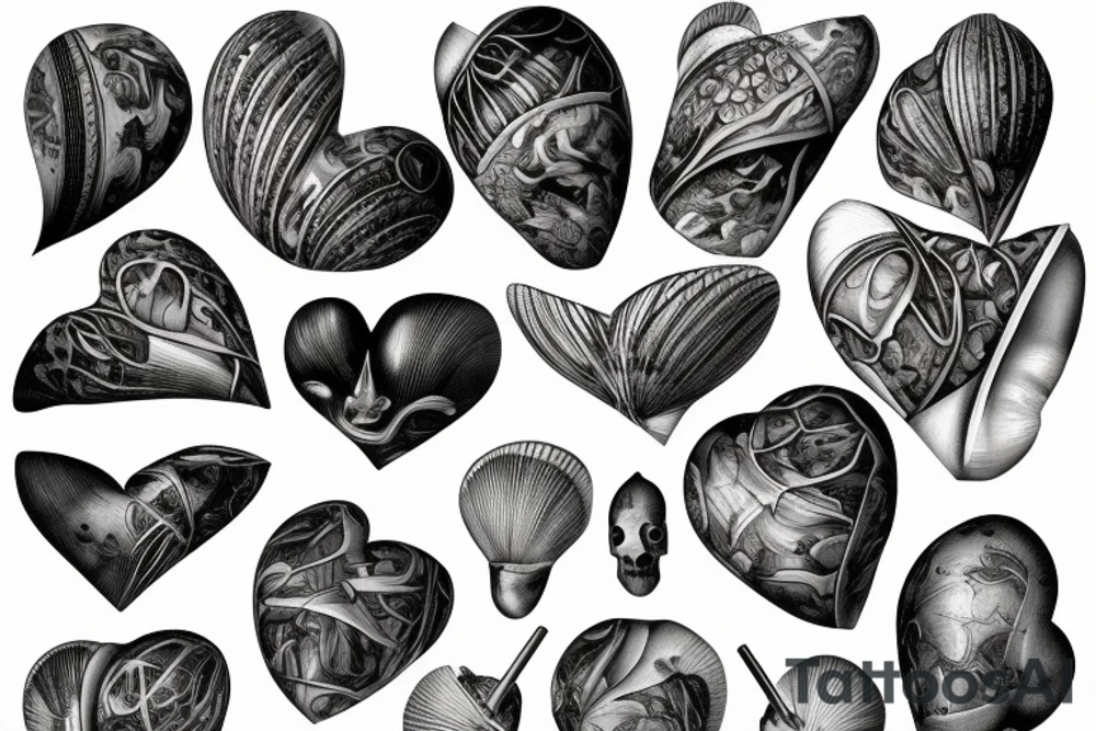 anatomical heart with a hardened shell tattoo idea