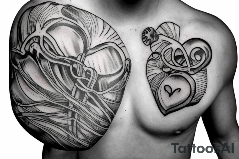 anatomical heart with a shell tattoo idea