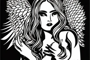 angel reaching to kill beautiful teen girl tattoo idea