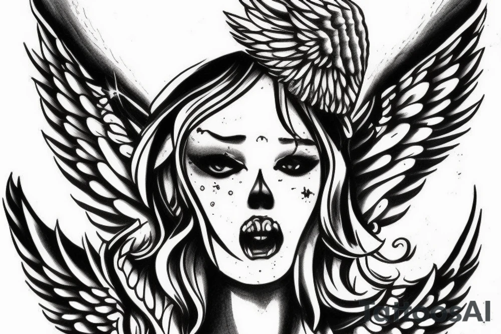 angel killing someone tattoo idea
