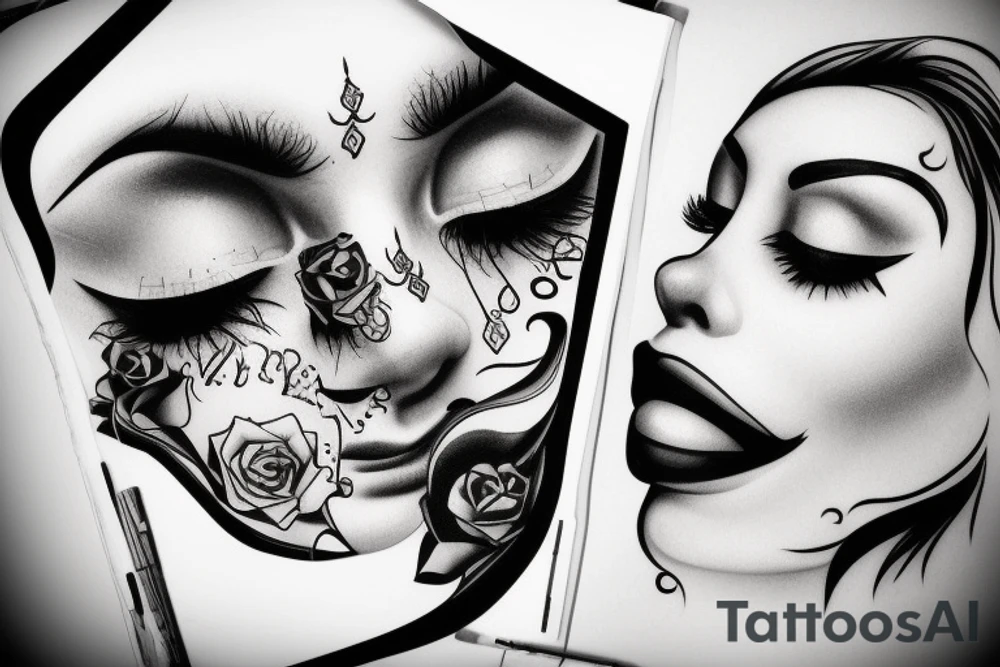 face going into a face into a face tattoo idea
