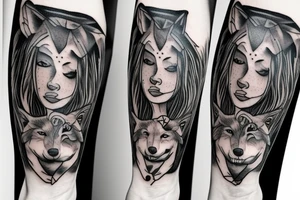 woman wearing a wolf tattoo idea