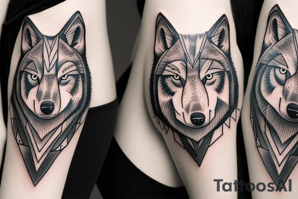 woman wearing a wolf tattoo idea