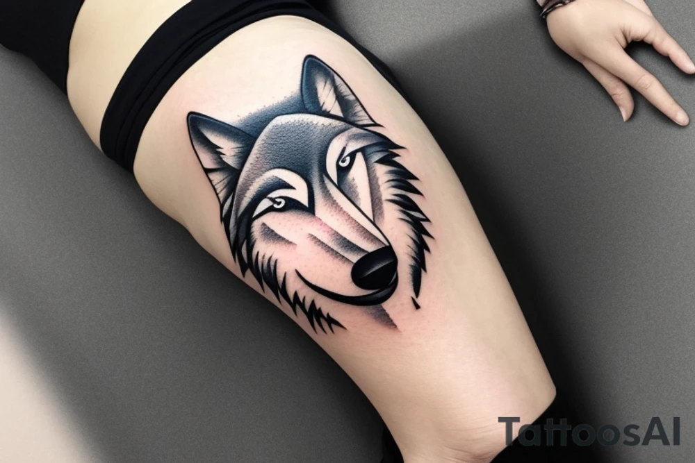 woman wearing a wolf tattoo idea