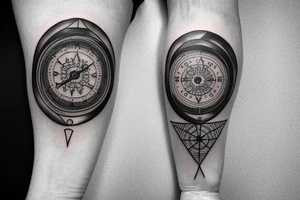 Sleeve with lion clock compass map waves colosseum tattoo idea