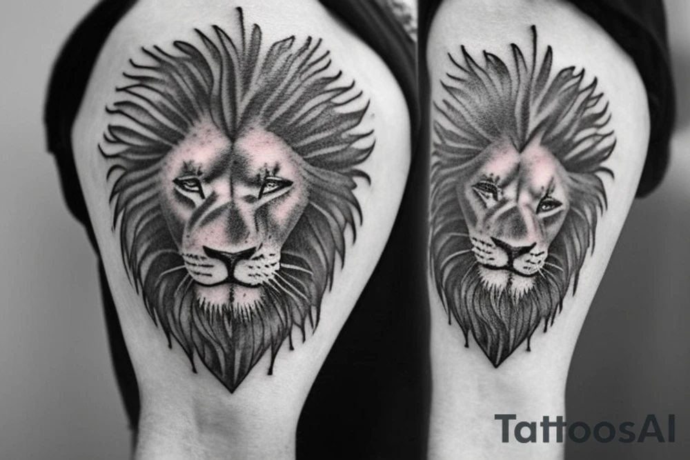 Sleeve with lion on shoulder and broken compass on forearm with spilled ink on an old school map maybe some rope tattoo idea