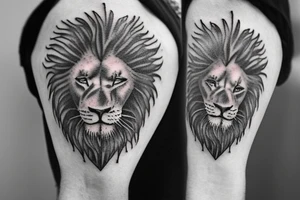 Sleeve with lion on shoulder and broken compass on forearm with spilled ink on an old school map maybe some rope tattoo idea