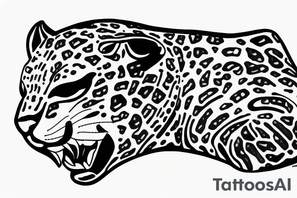 Jaguar lounging on a beach tattoo idea