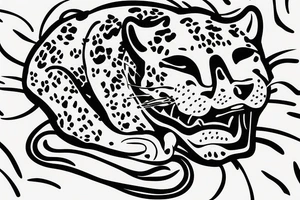 Jaguar lounging on a beach tattoo idea