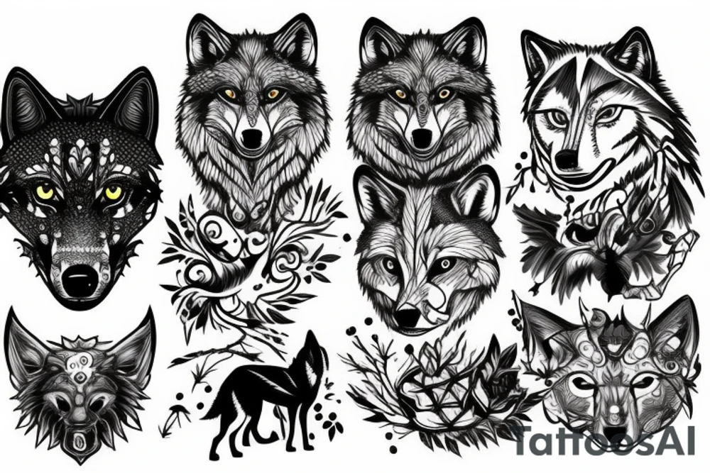 Wolf in woods tattoo idea