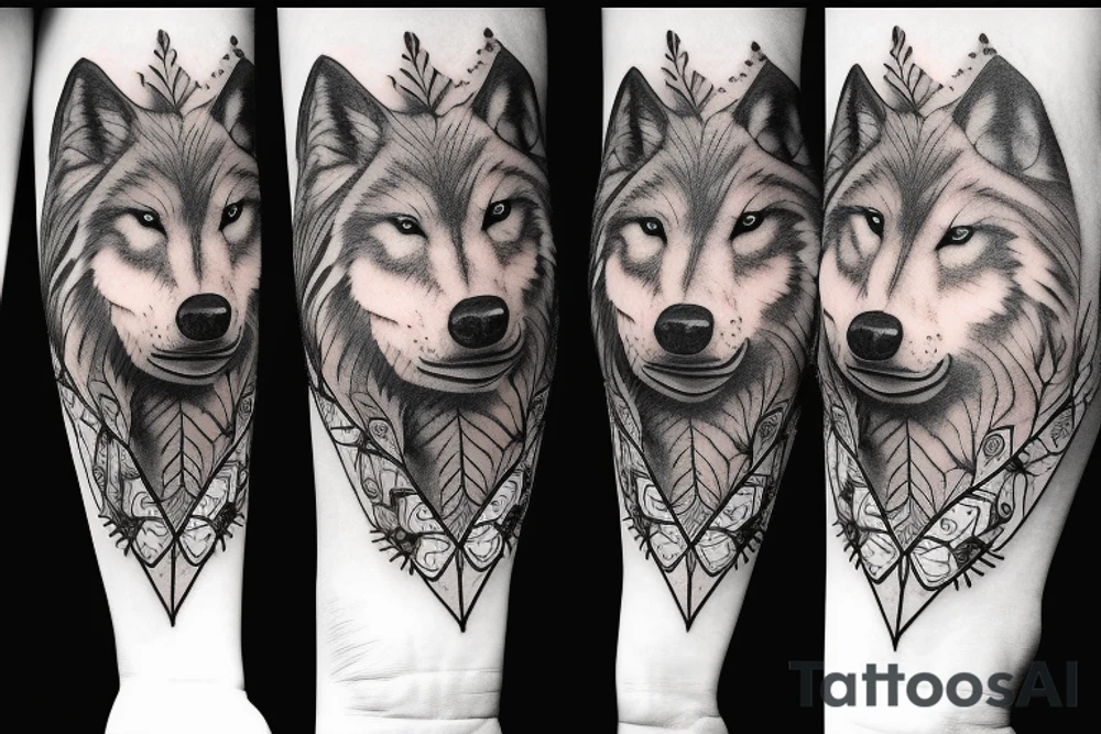 Wolf in woods tattoo idea