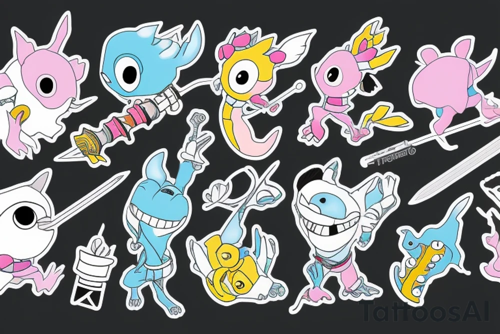 Keyblade, stitch, toothless, Dora, running tattoo idea