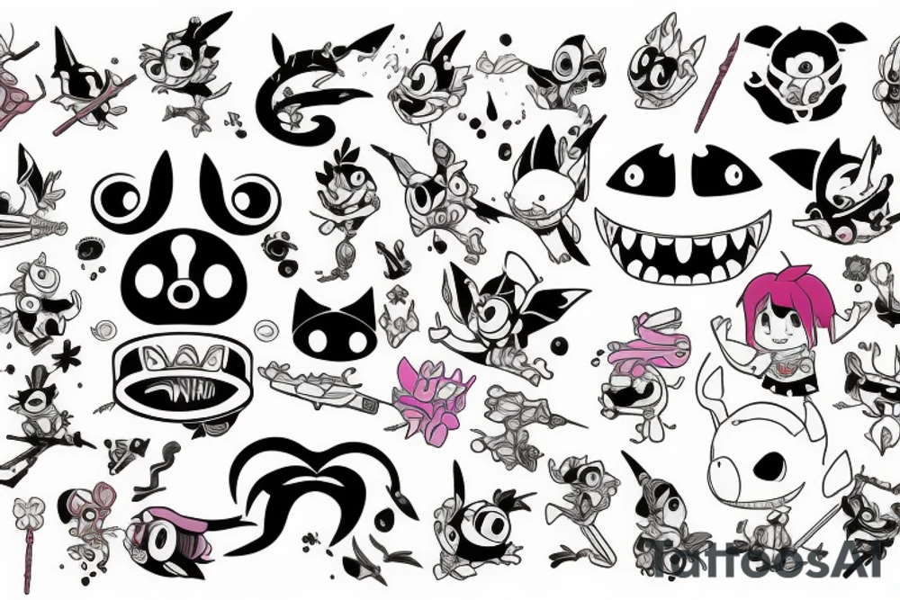 Keyblade, stitch, toothless, Dora, running tattoo idea