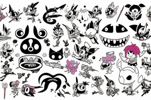 Keyblade, stitch, toothless, Dora, running tattoo idea
