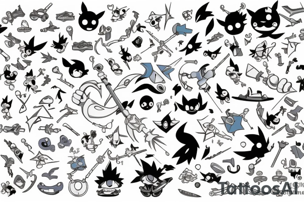 Keyblade, stitch, toothless, sora , running tattoo idea