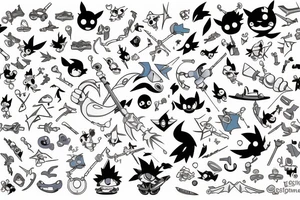 Keyblade, stitch, toothless, sora , running tattoo idea