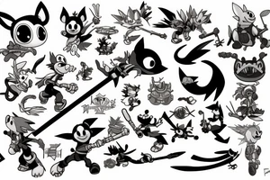 Keyblade, stitch, toothless, sora , running, kingdom hearts tattoo idea