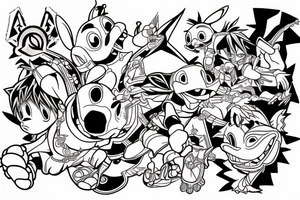 stitch, sora , running, kingdom hearts tattoo idea