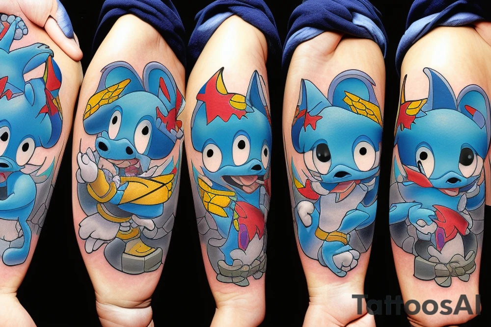 stitch, sora , running, kingdom hearts tattoo idea