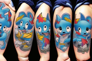 stitch, sora , running, kingdom hearts tattoo idea