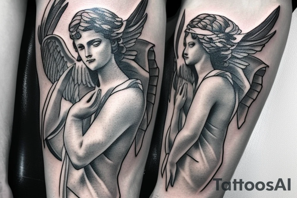 Angel holding cross as a sword tattoo idea