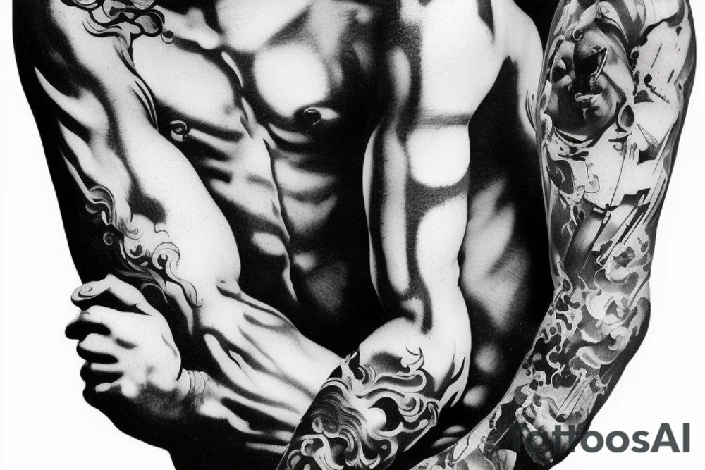 Full sleeve michelangelo painting tattoo idea Full sleeve michelangelo painting tattoo idea