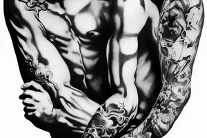 Full sleeve michelangelo painting tattoo idea